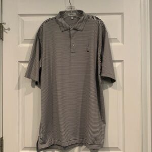 Peter Millar Summer Comfort White & Black Polo Shirt, XL